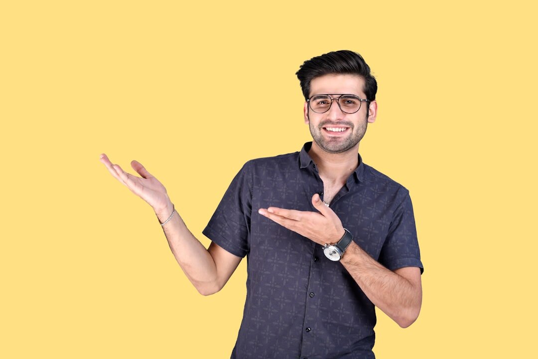 man giving confident presentation