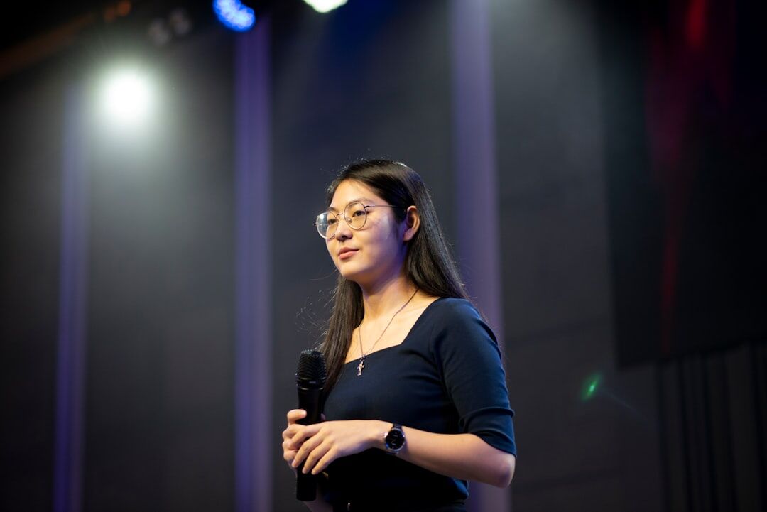 person speaking on stage